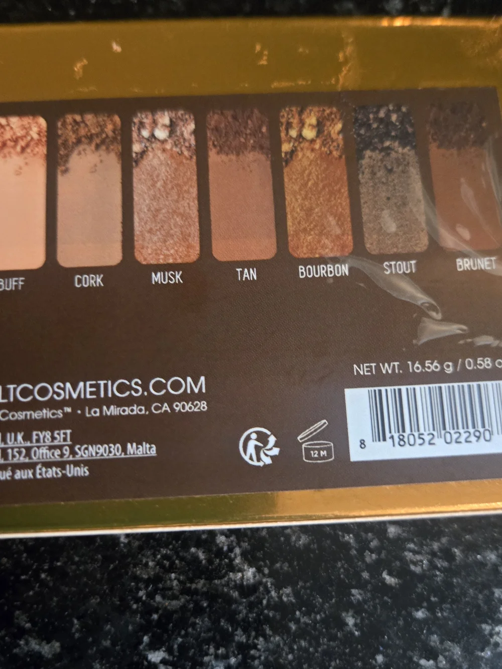 Melt Cosmetics Eyeshadow Palette — Brown And Gold Colors